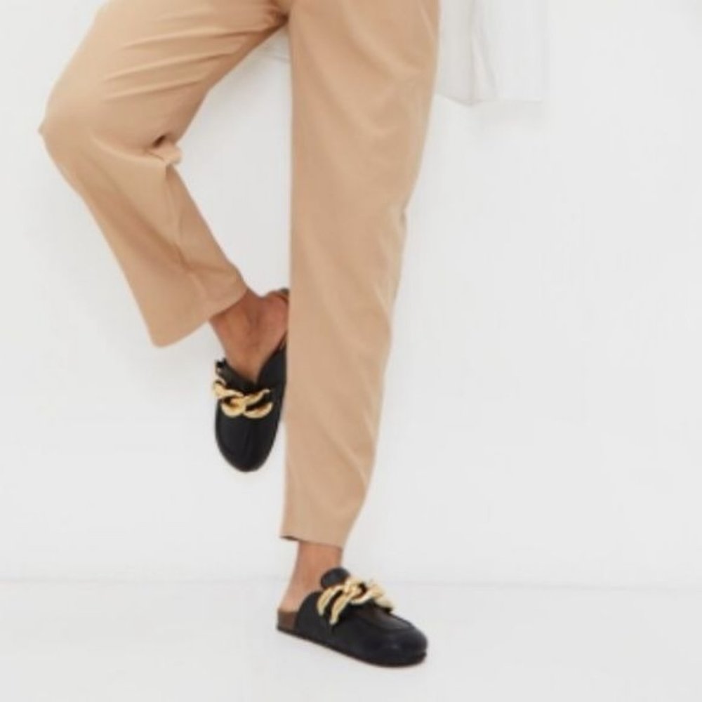 !! NEW !! Chunky Chain Detail Mules in Black Vegan Leather - Picture 4 of 14